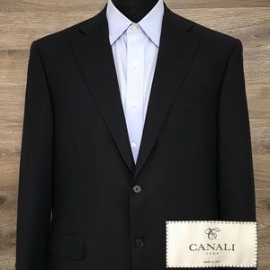 Canali 1934 Black Wool Water Resistant Blazer 44R